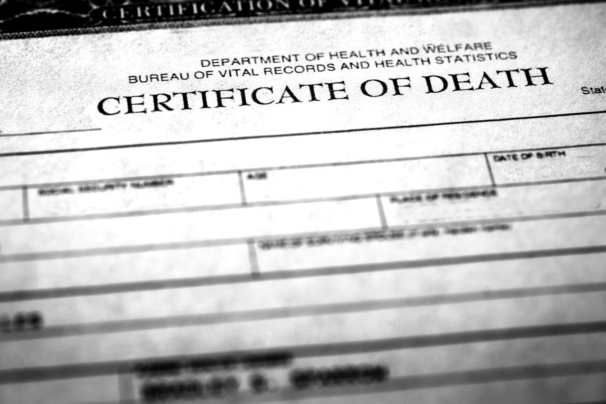 Certificate of Death Certified copy of certificate of death